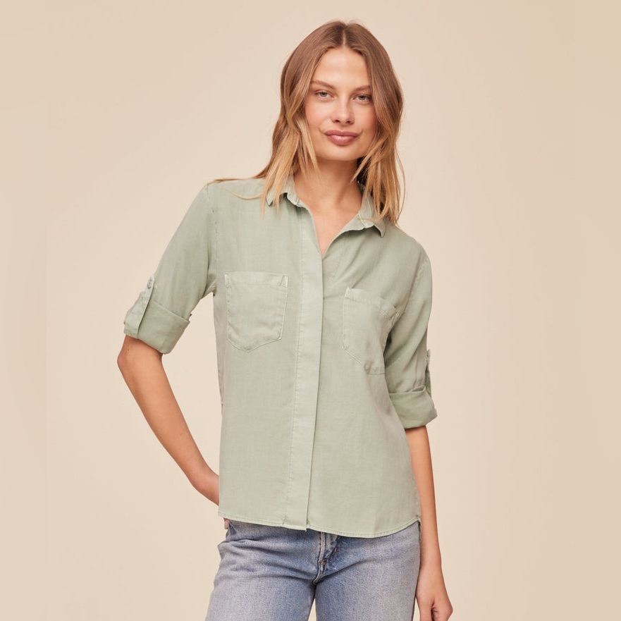 Bella Dahl Soft Washed Gray Button-Down